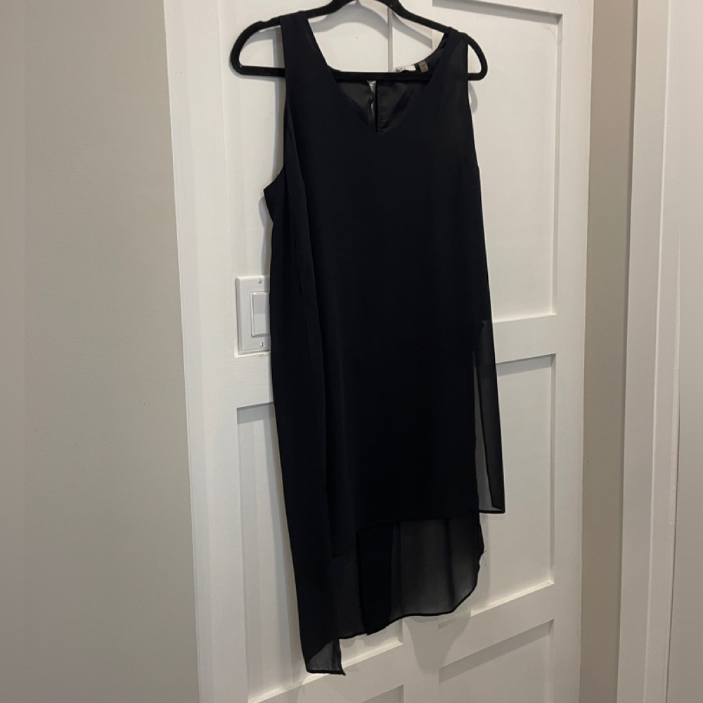 Elegant Black Sleeveless Top with Long Sheer Cover
